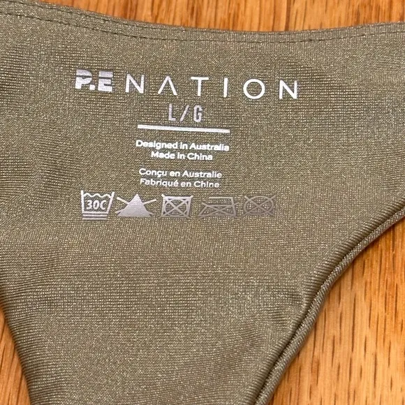 P.E Nation Metallic Gold Logo Scoop Neck Racerback Sports Bra NWT