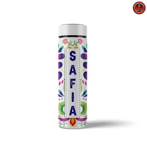 Personalised White Flower Water Bottle