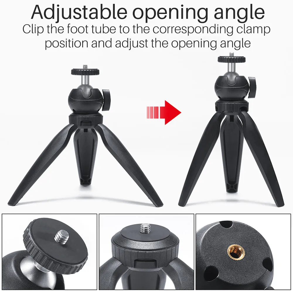 Phone Tripod Swivel Ball Head Tripod Mount for Photography Video Shooting black