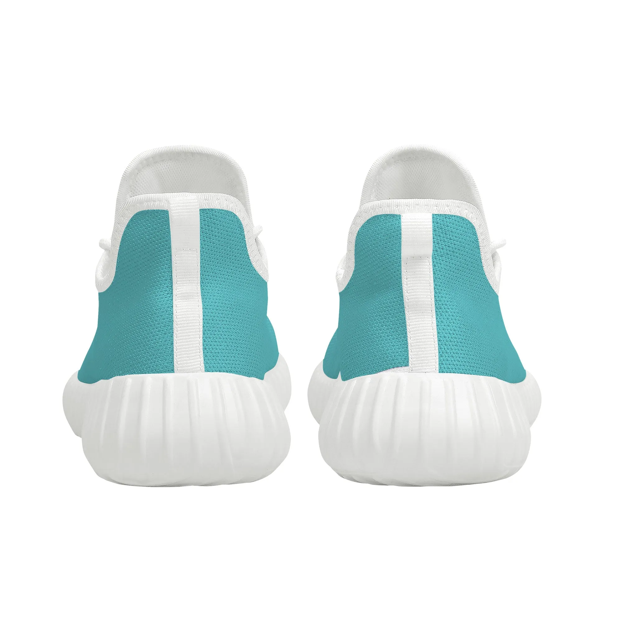 Pink fade to Teal Yeezy Styled Sneakers - White Soles