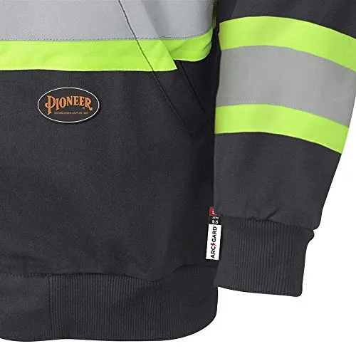 Pioneer V2570470 Flame Resistant Heavyweight Safety Hoodie, Zip Style, Refl. Tape