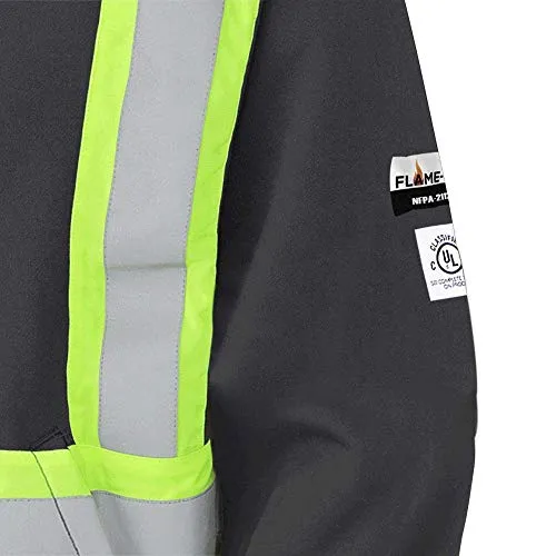 Pioneer V2570470 Flame Resistant Heavyweight Safety Hoodie, Zip Style, Refl. Tape