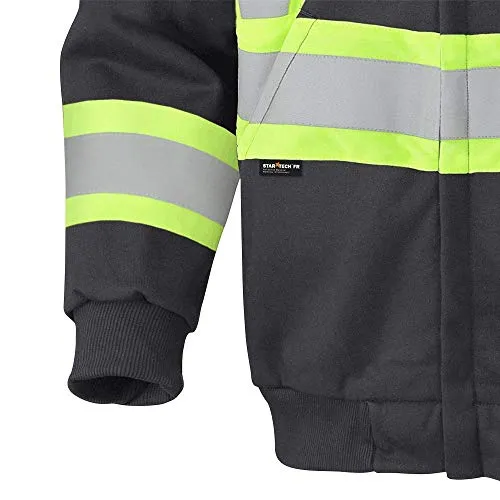 Pioneer V2570470 Flame Resistant Heavyweight Safety Hoodie, Zip Style, Refl. Tape