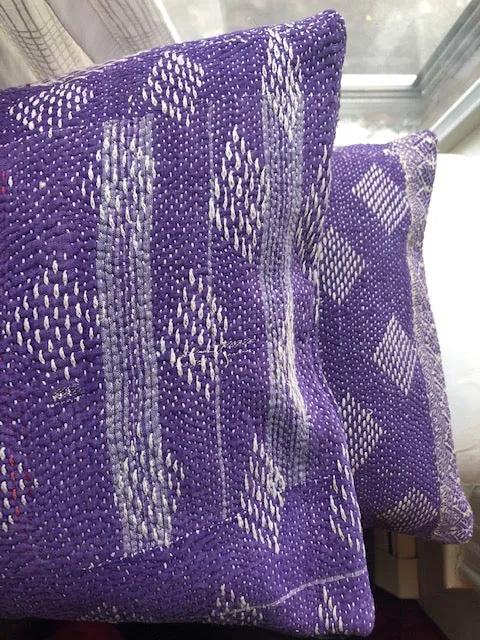 Purple Kantha Cushion Covers