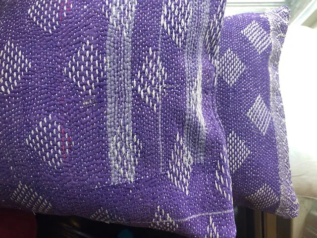 Purple Kantha Cushion Covers