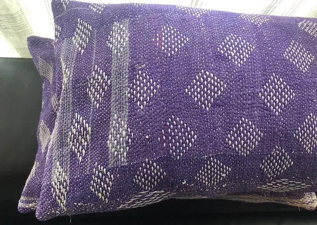 Purple Kantha Cushion Covers