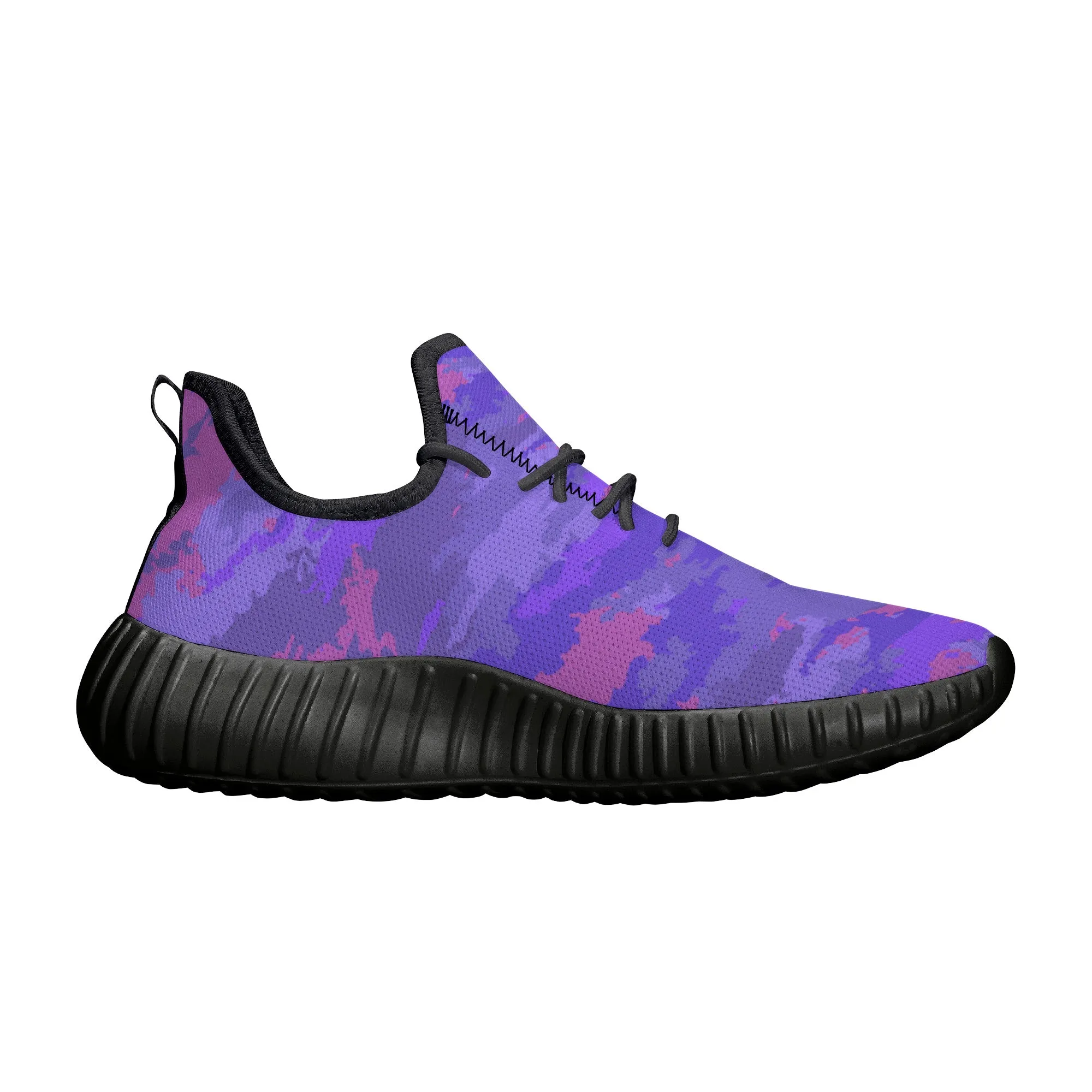 Purple Pink Pastel Camo Pattern Mesh Knit Sneakers