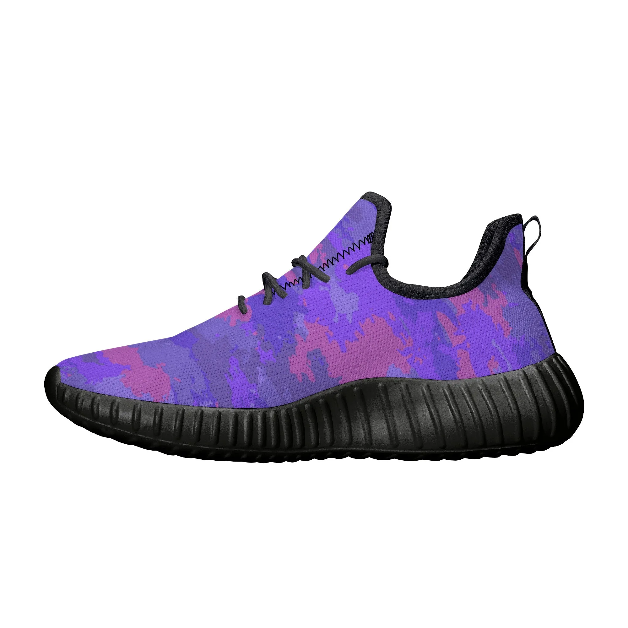Purple Pink Pastel Camo Pattern Mesh Knit Sneakers