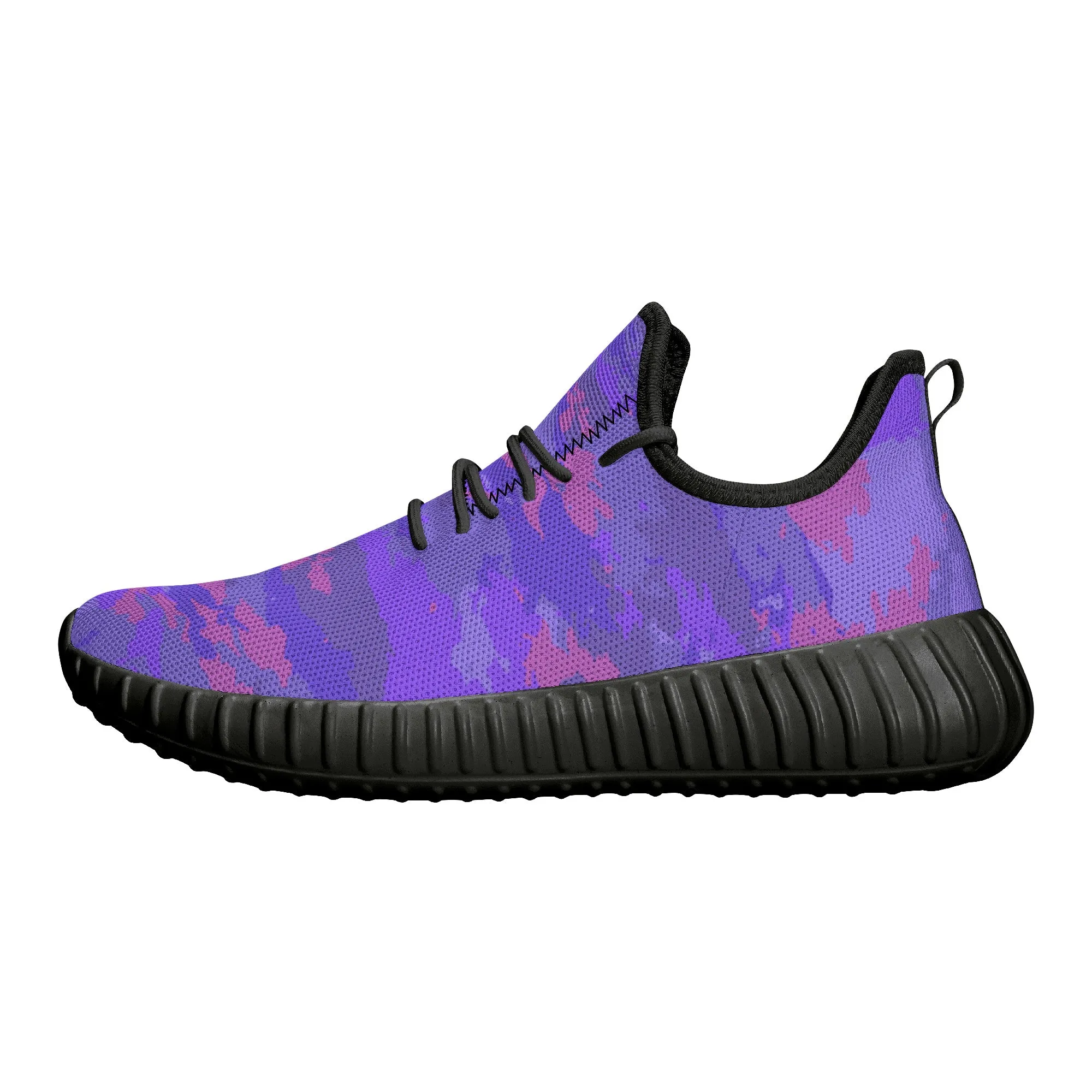Purple Pink Pastel Camo Pattern Mesh Knit Sneakers