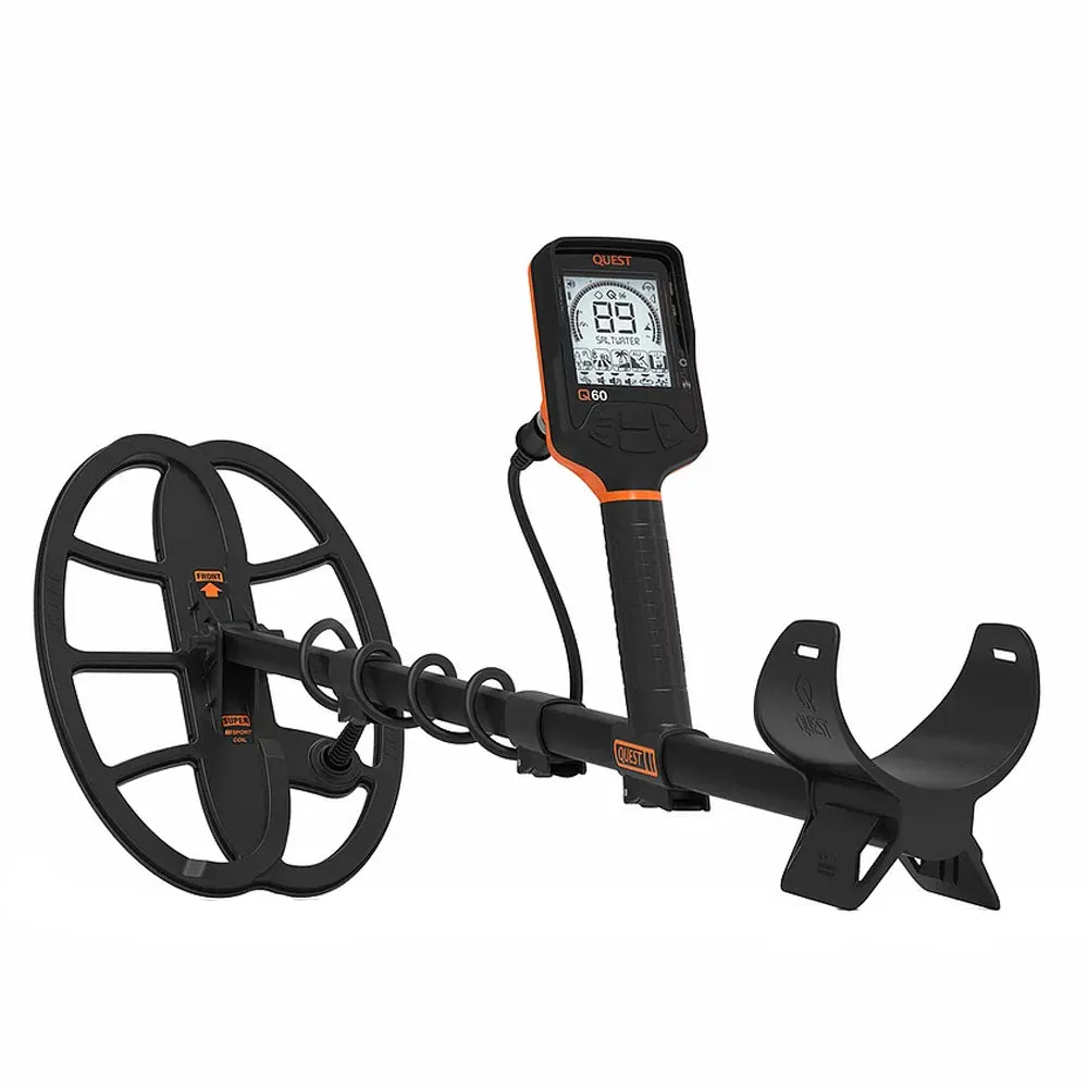 Quest Q60 Metal Detector with 13”X 9” BEASTX Waterproof Super Sport Coil
