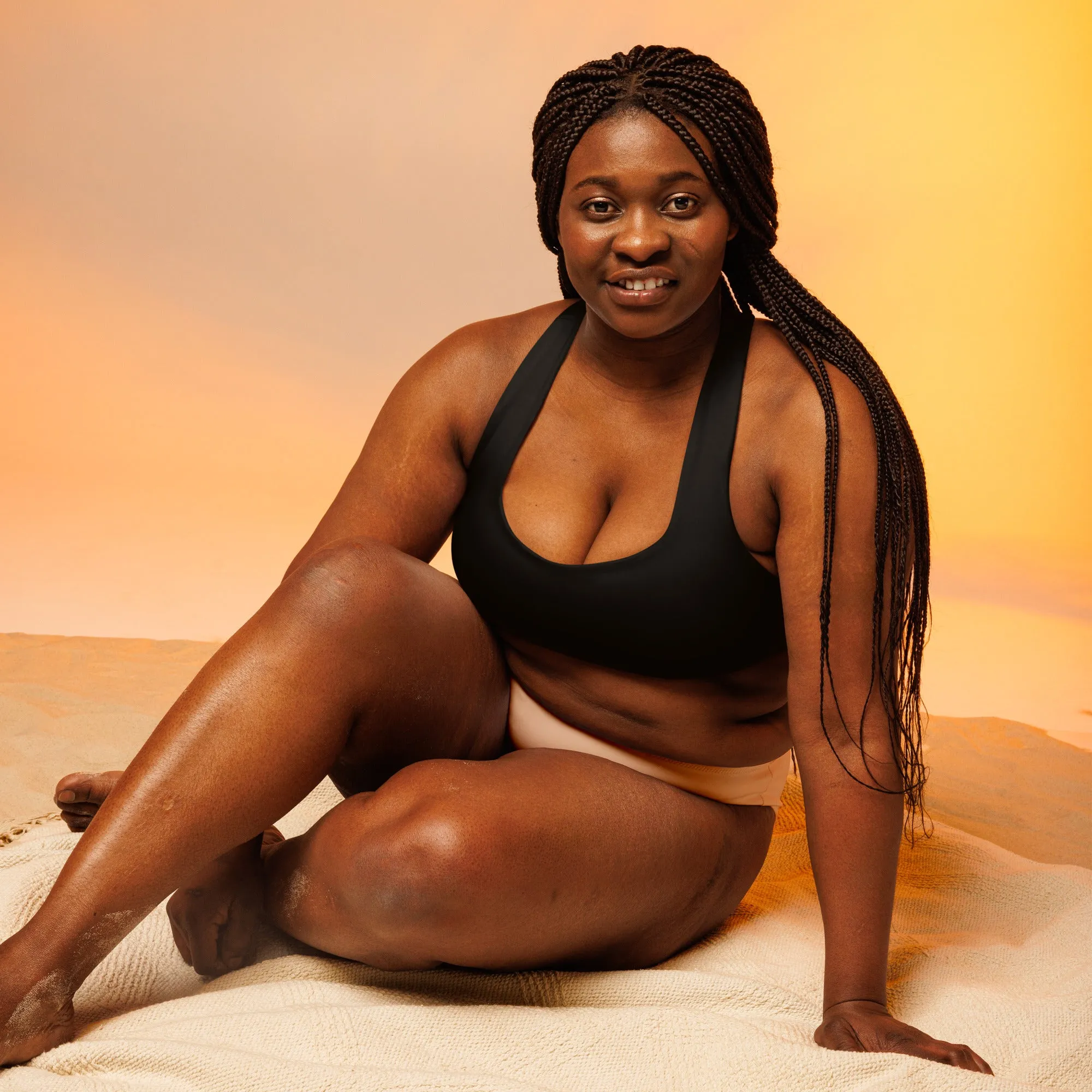 "Bright Sun" Longline Sports Bra (Black)