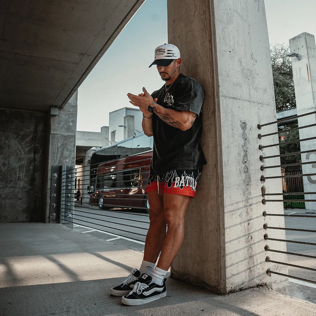 Red Flame Mesh Shorts
