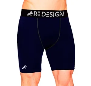 ReDesign Apparels Printed Compression Men's Nylon Shorts Tights Skins (Medium, Navy Blue)