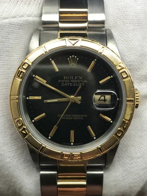 Rolex Datejust Turn-o-graph 16263 Black Dial Automatic Watch