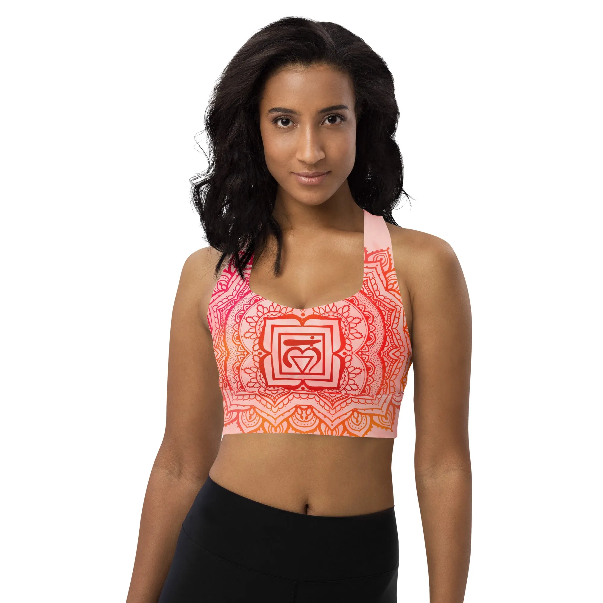 Root Chakra Mandala Longline Sports Bra by Goddess Swag