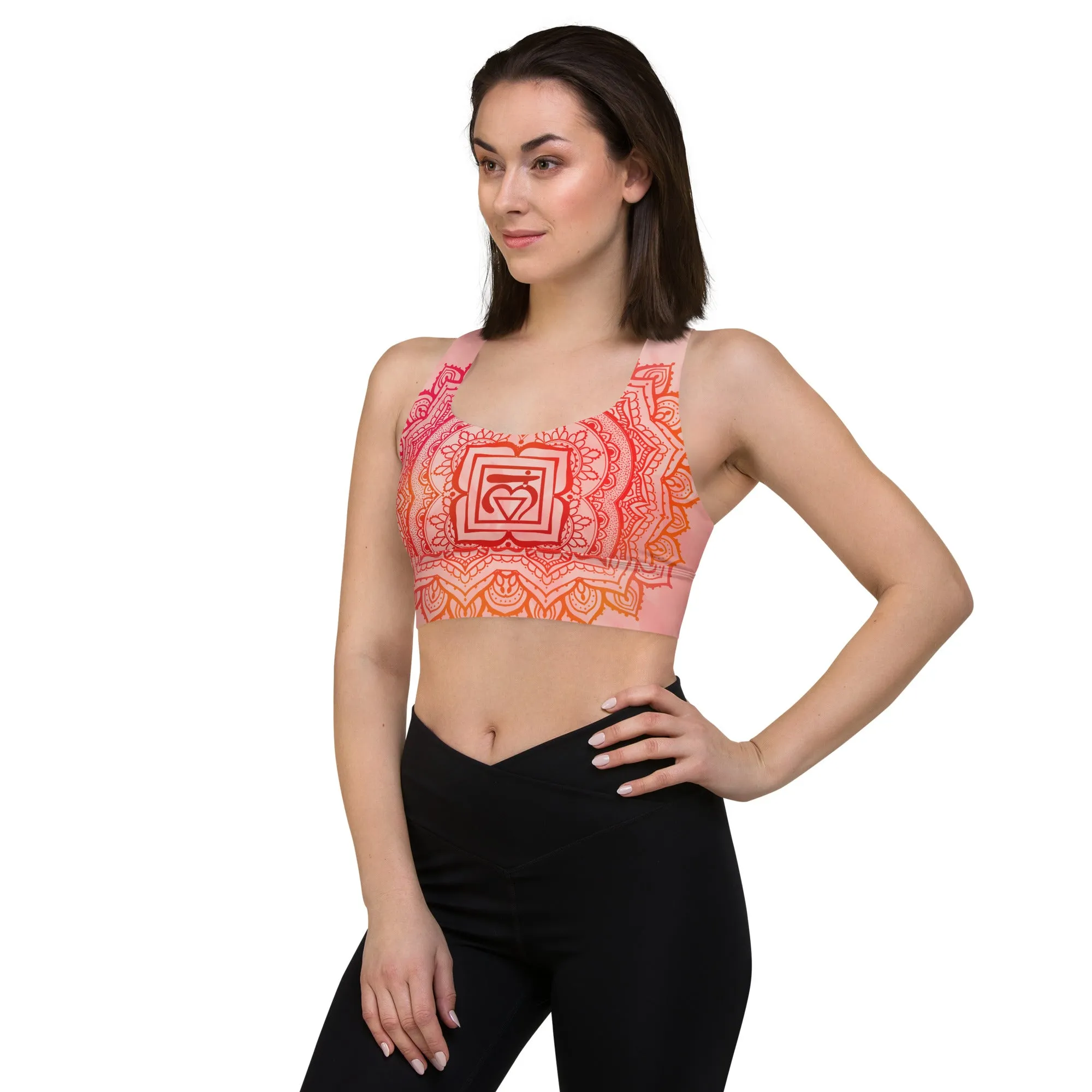 Root Chakra Mandala Longline Sports Bra by Goddess Swag