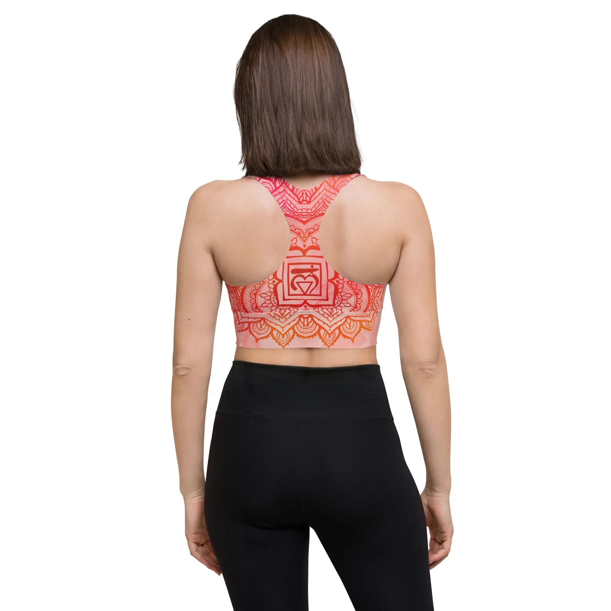 Root Chakra Mandala Longline Sports Bra by Goddess Swag