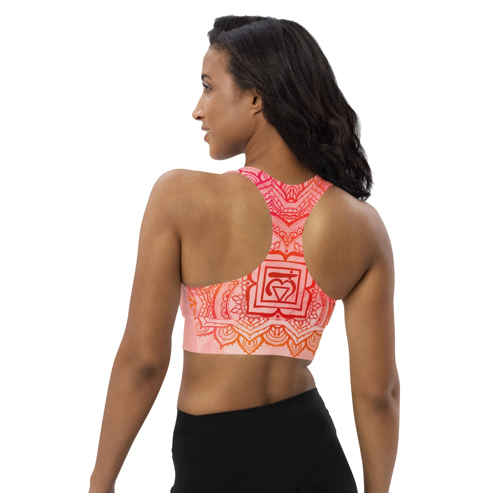 Root Chakra Mandala Longline Sports Bra by Goddess Swag