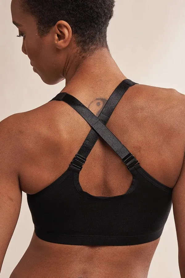 Rora Pocketed Front Closure Bra - Black
