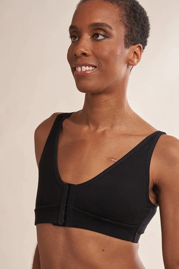 Rora Pocketed Front Closure Bra - Black