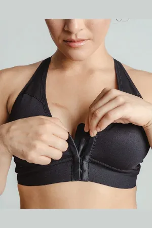 Rora Pocketed Front Closure Bra - Black
