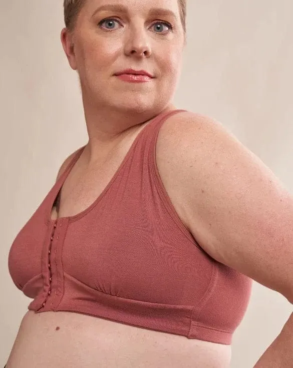Rora Pocketed Front Closure Bra - Dusty Rose