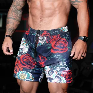 ROSES & SKULLS MESH SHORTS