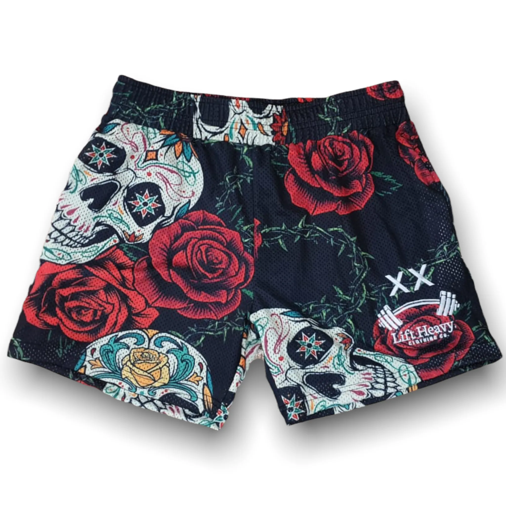 ROSES & SKULLS MESH SHORTS