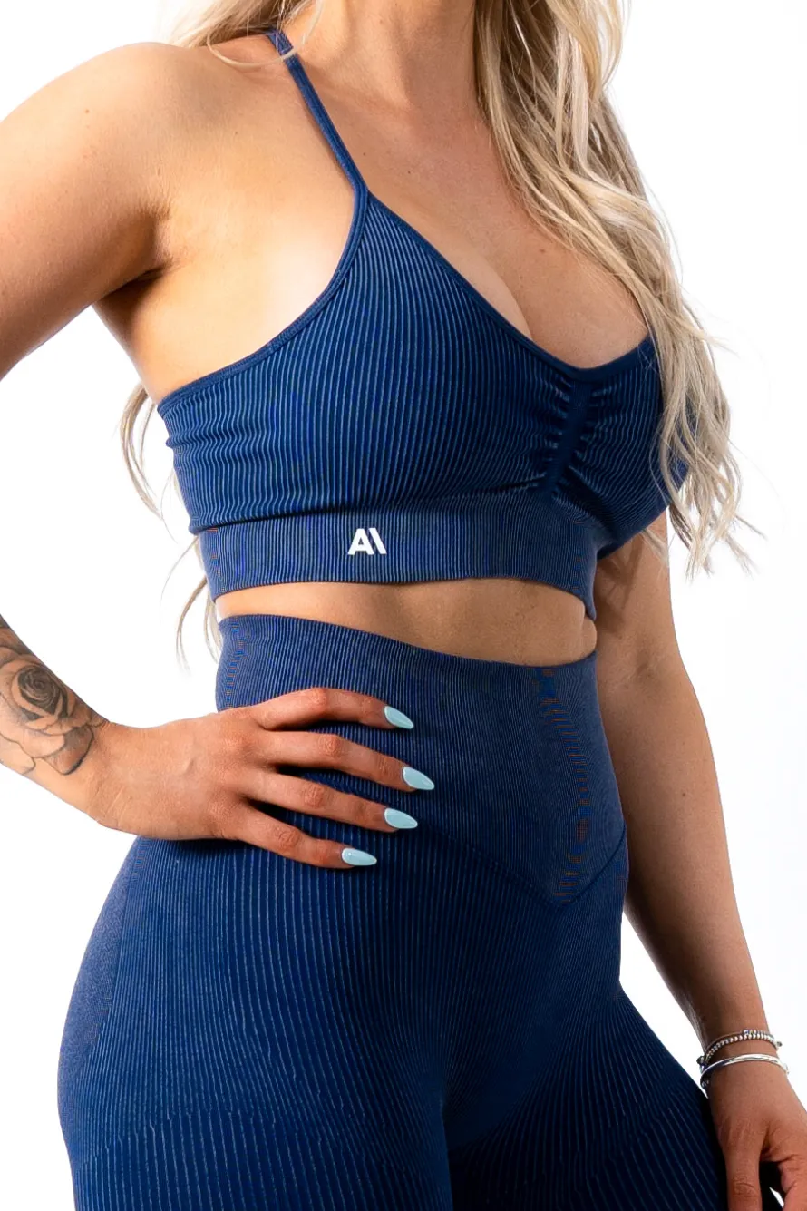 Ruby Rib Thin Strap Sports Bra Navy