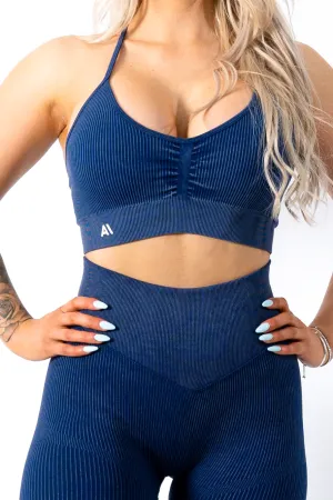 Ruby Rib Thin Strap Sports Bra Navy