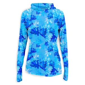 Scales Womens Hooded L/S Performance Coral Tropics - Light Blue