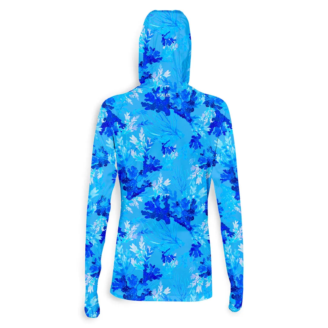 Scales Womens Hooded L/S Performance Coral Tropics - Light Blue