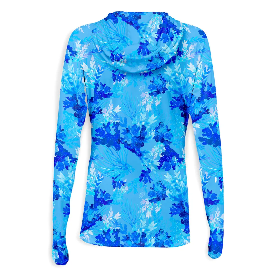 Scales Womens Hooded L/S Performance Coral Tropics - Light Blue