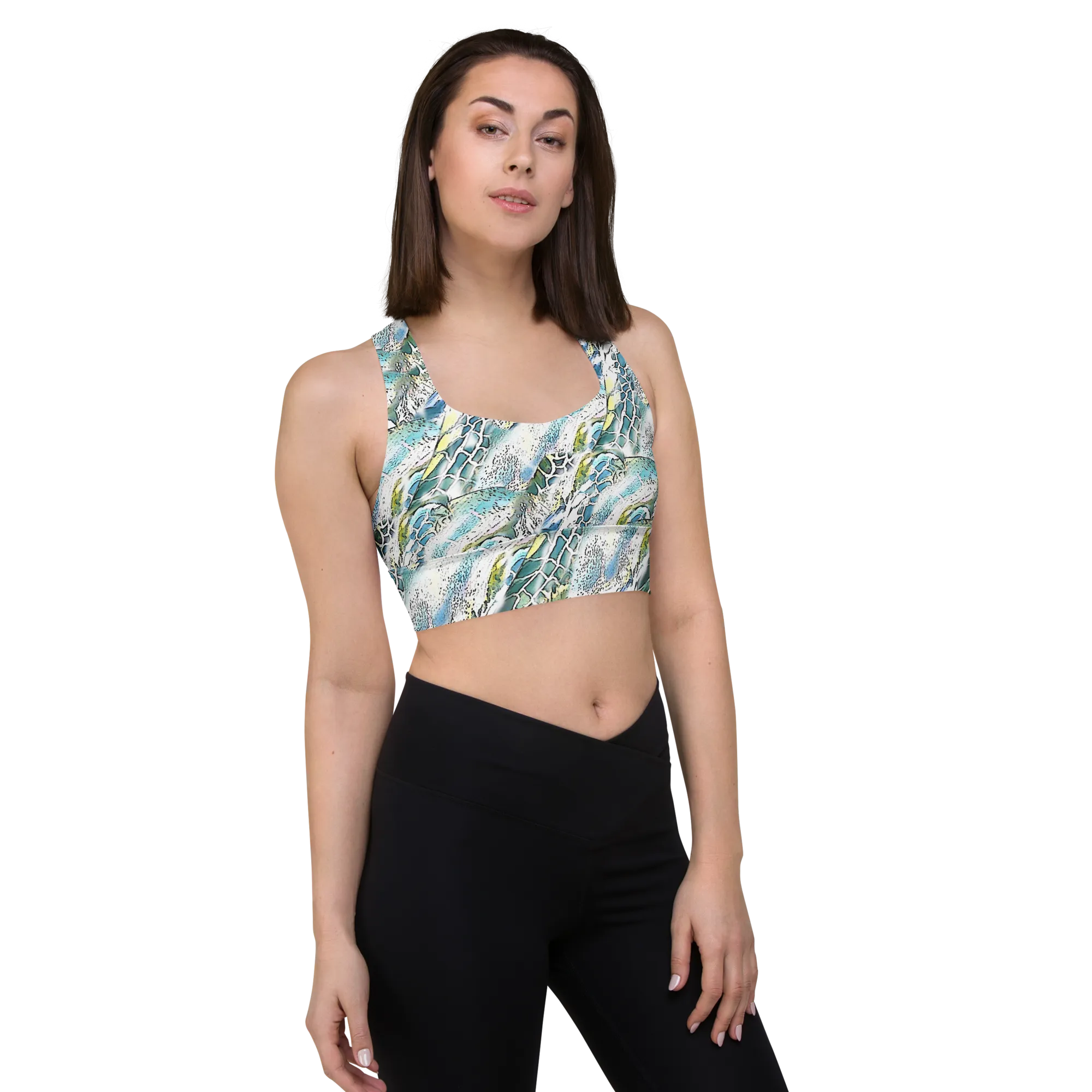 Sea Turtle Swirl Longline Sports Bra