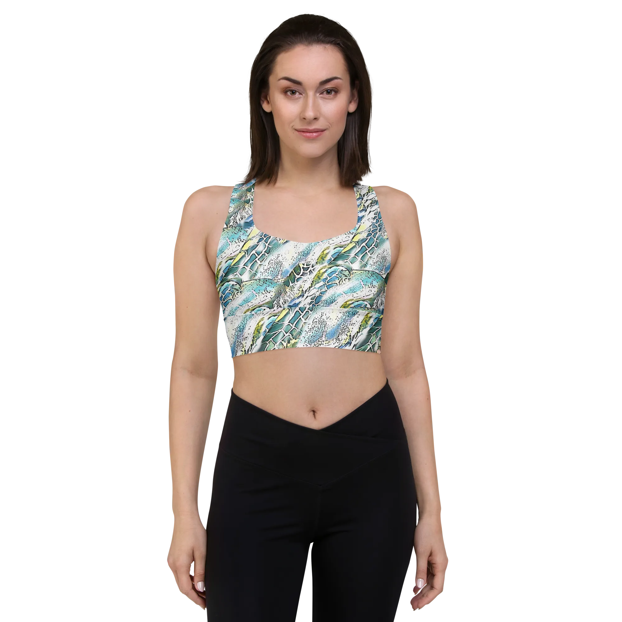 Sea Turtle Swirl Longline Sports Bra