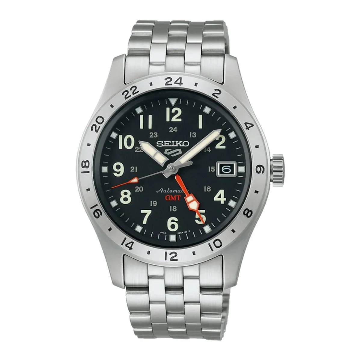 Seiko 5 Sports SSK023K1 SSK023 SSK023K GMT Field Deploy Black Dial Watch