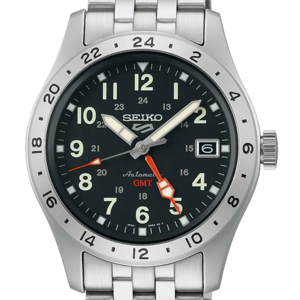 Seiko 5 Sports SSK023K1 SSK023 SSK023K GMT Field Deploy Black Dial Watch