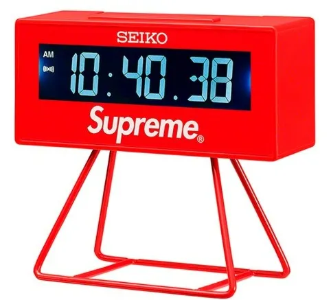 Seiko X Supreme Marathon Sports Timing Digital LCD Alarm Clock Red Edition Small QHL905RL