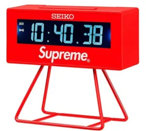 Seiko X Supreme Marathon Sports Timing Digital LCD Alarm Clock Red Edition Small QHL905RL