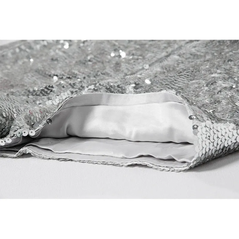 Sequin Shorts High Waist O-Ring Zip Front Bodycon