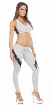 Sexy Military Force Supportive Blueberry Digital Camouflage Sports Bra Top - Grey/Blue