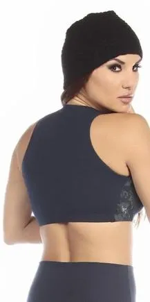 Sexy Military Force Supportive Blueberry Digital Camouflage Sports Bra Top - Navy Blue/Blue