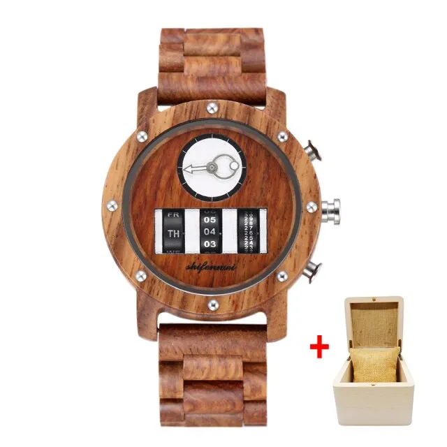 Shifenmei Watch Mens Roller Digital Dial Watch Top Luxury Brand Military Sport Quartz Wristwatch Wooden Watch Relogio Masculino