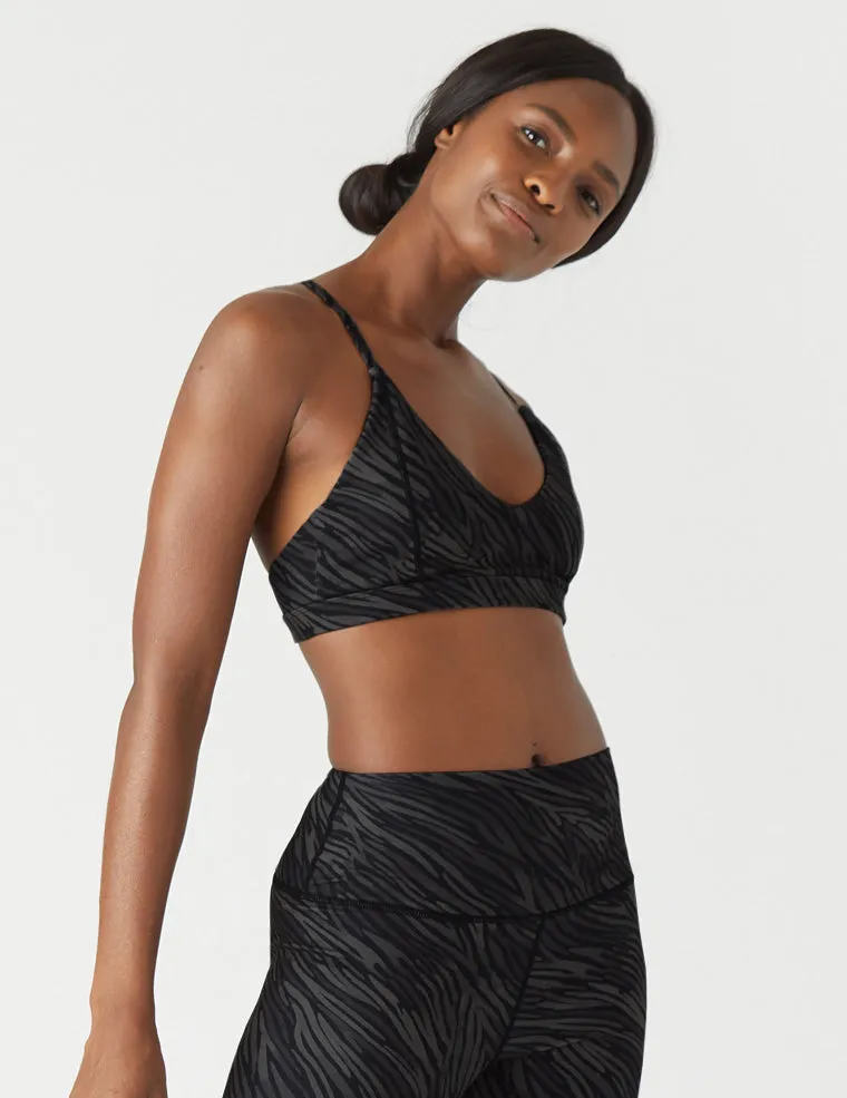 Shine Bralette: Black Zebra Stripe Print