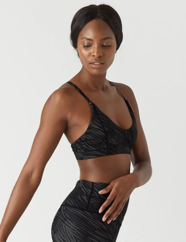 Shine Bralette: Black Zebra Stripe Print