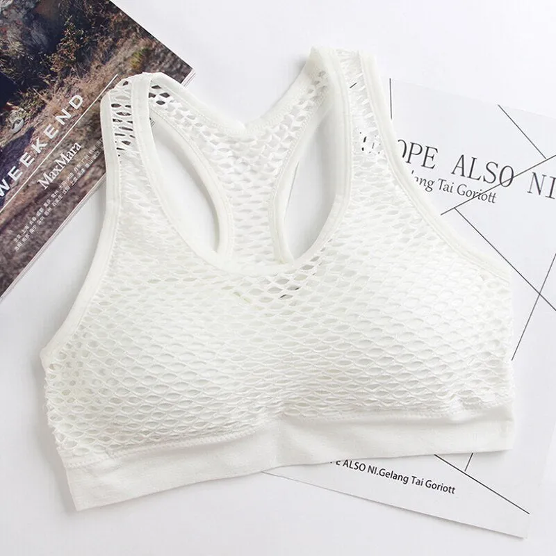 Shockproof   Mesh Patchwork Fitness Yoga Bra Push Up Padded Top Anti Sweat Yoga Bra Tops Women Breathable Sportwear