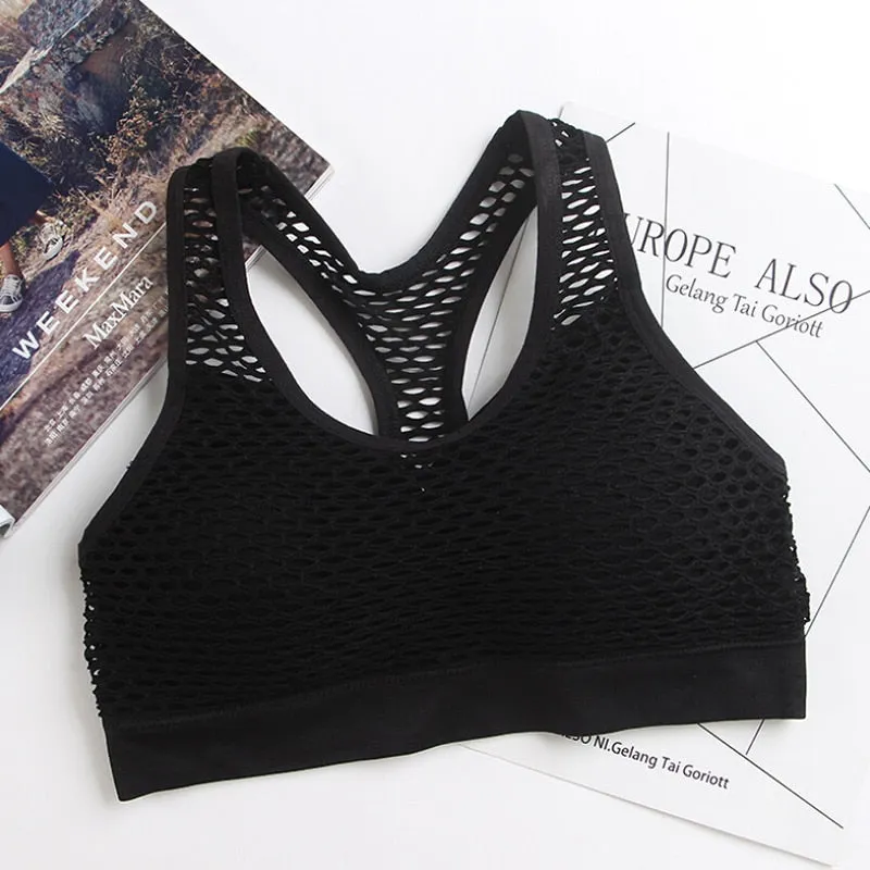 Shockproof   Mesh Patchwork Fitness Yoga Bra Push Up Padded Top Anti Sweat Yoga Bra Tops Women Breathable Sportwear