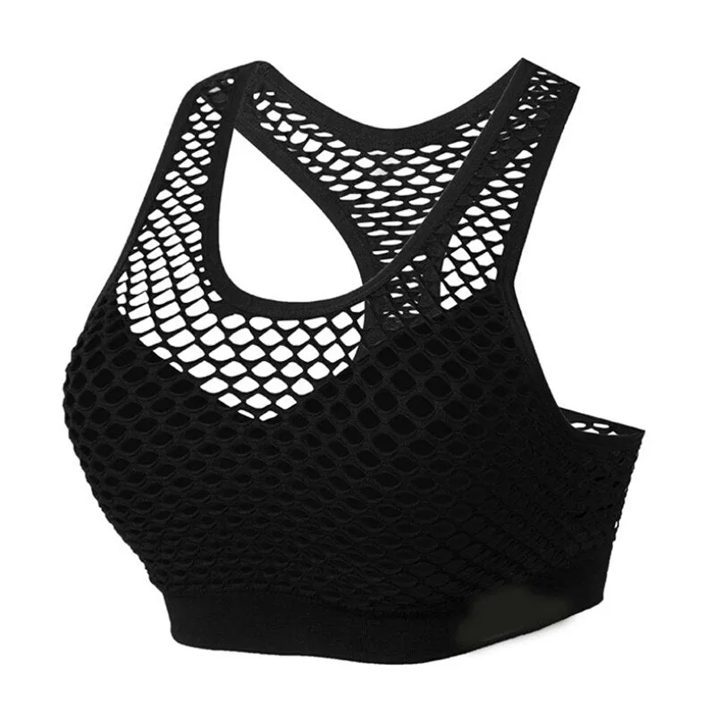 Shockproof   Mesh Patchwork Fitness Yoga Bra Push Up Padded Top Anti Sweat Yoga Bra Tops Women Breathable Sportwear