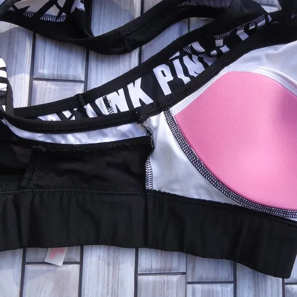 SIZE S. PINK Victoria's Secret Mesh Crop Haut Court Sports Bra.