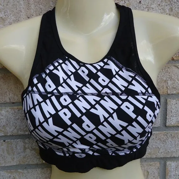 SIZE S. PINK Victoria's Secret Mesh Crop Haut Court Sports Bra.